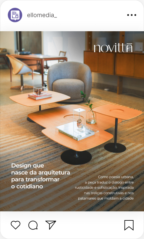 Conteúdo de design e arquitetura criado pela Ello Media para Novittà